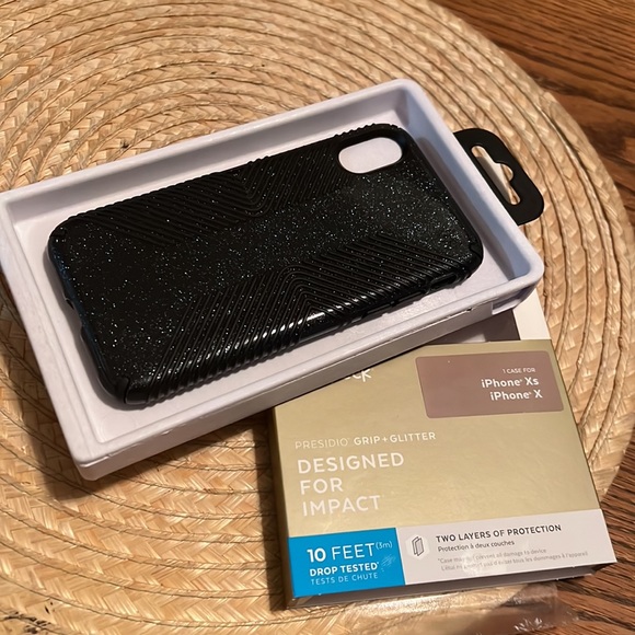 Speck Clear Glitter Black Phone case Cover iPhone Xs/X - Picture 5 of 5